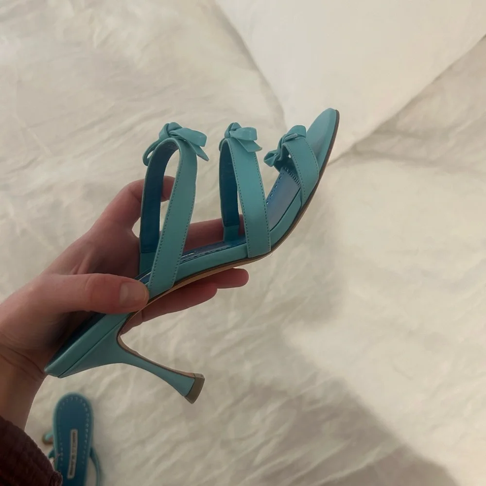 Manolo Blahnik Turquoise Strappy Sandals - Picture 4 of 9